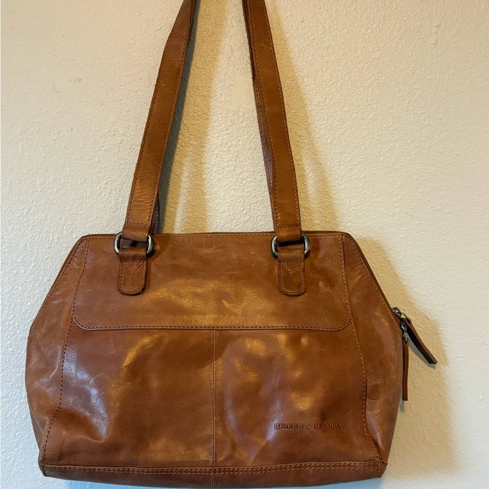 Spikes and Sparrow Genuine Brown Leather Shoulder Bag